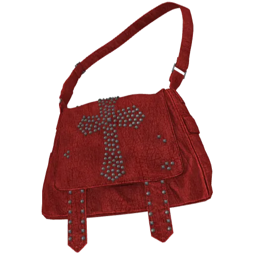 Красная кожанная сумка с крестом